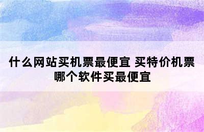 什么网站买机票最便宜 买特价机票哪个软件买最便宜